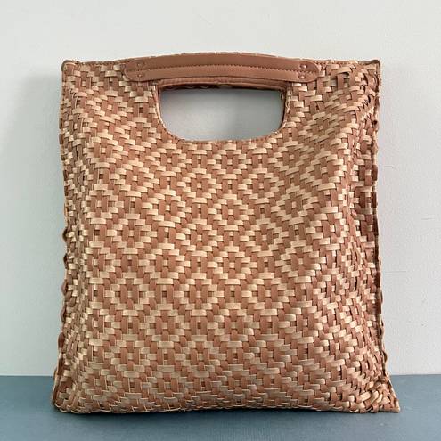 Anthropologie Deux Lux Cara Foldover Braided Tan Metallic Woven Clutch