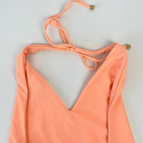 Vitamin A  Swimsuit One Piece Bianca Bodysuit Orange Halter V-Neck Open Back XS