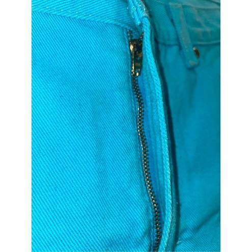 Newport News  Jeanology Turquoise Denim Jeans Straight Leg Mom Jeans 10-BNWOT