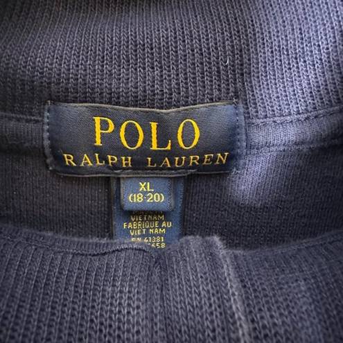 Polo  Ralph Lauren Vintage Navy 1/4 Zip‎ Thick Cotton Pullover Sweater. Size XL