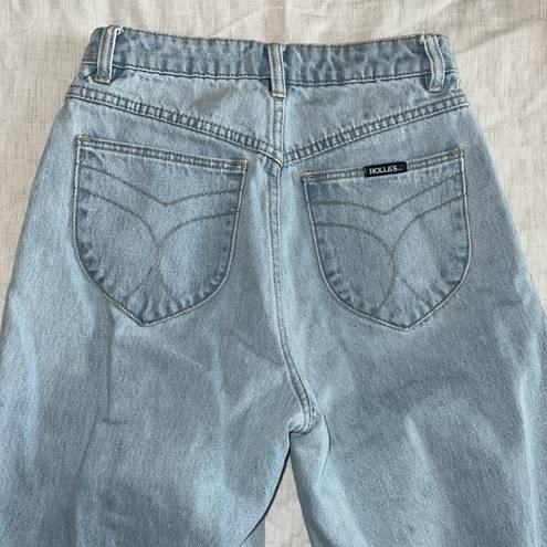 Rolla's  Heidi High Rise Loose Straight Jeans in Holiday Blue Busted Knee Size 24