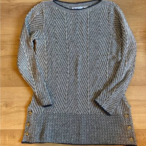 Eight Eight Eight  size medium gray and blue tunic length sweater 100% cotton