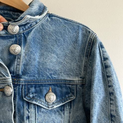 River Island Distressed Denim Jacket 100% Cotton Size 10