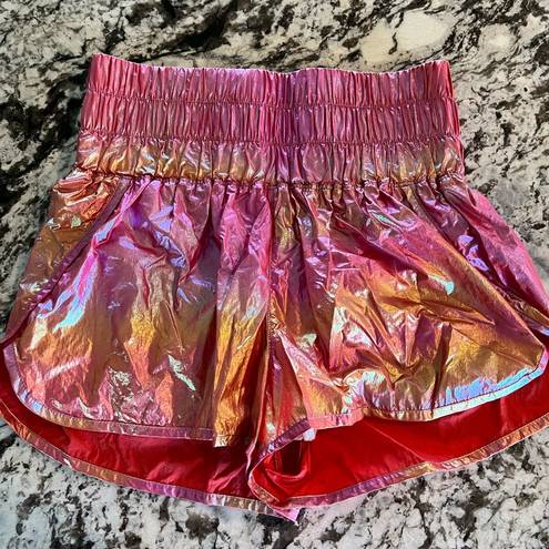 Free People  Movement The Way Home Shorts In Pink Rainbow Metallic Size Medium