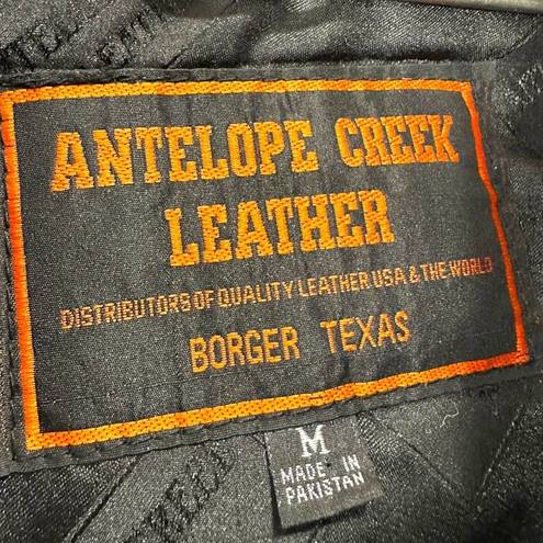 Antelope  Creek Leather Motorcycle Fringed Riding Black Jacket Size Medium