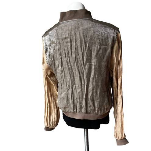 On Twelfth Twelve by  Shimmer Metallic Crinkle Bomber Jacket