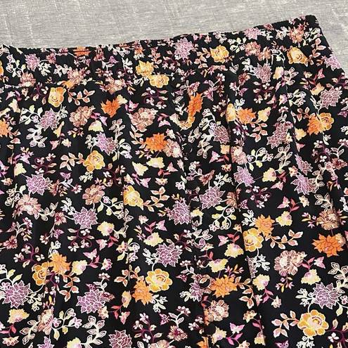 The Loft  Floral Button Midi Skirt Womens M Pull On Lightweight