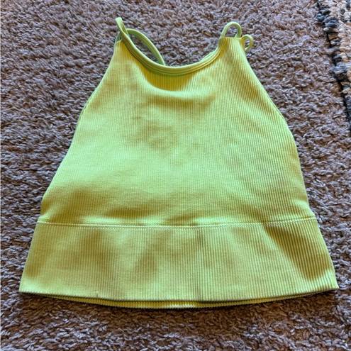 Gilly Hicks Hollister Neon Yellow Ribbed Sports Bra Tank Top