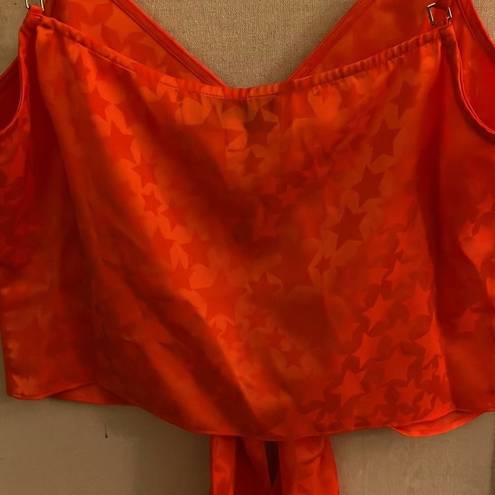 L'Academie L’Academie LA orange/ red camisole w tonal star pattern and tie front NWT S