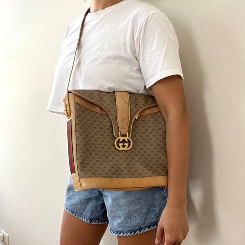 Gucci Vintage  Micro GG Sherry Line Leather Shoulder Bag