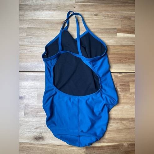 Nike 🎀  One Piece Open Back Swim Suit in Blue SIZE US 12