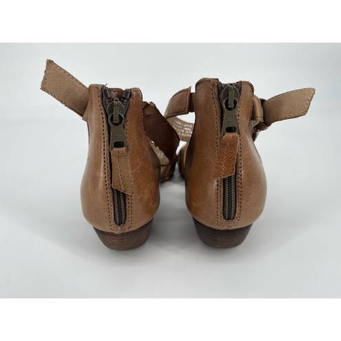 Miz Mooz  Ankle Strap Sandals Sz 38 Brown Leather Low Heel