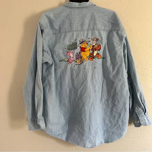 Disney The  Store Vintage Denim Button Down Winnie the Pooh Casual 90s XL