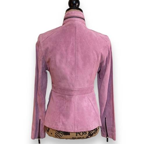 Ideology  Berlin Pink Suede Leather Moto Jacket Women's Size XS