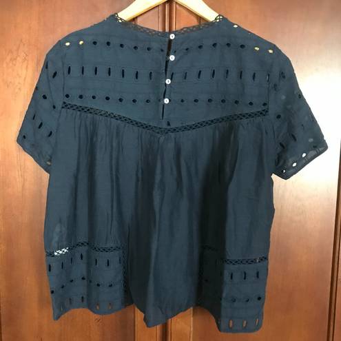 ZARA  TRF Collection Black Eyelid Short Sleeve Blouse Size S