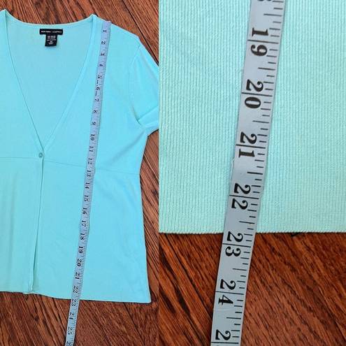 Krass&co Vintage NY& Cardigan Turquoise One Button Long Sleeves Women 90s/Y2K