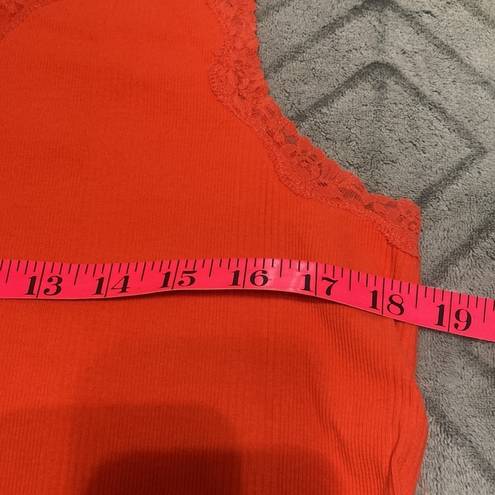 Coldwater Creek  orange lace trimmed tank size M