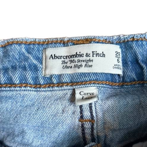 Abercrombie & Fitch  90s Straight Ultra High Rise Knee Rip Jeans Curve Love 28/6