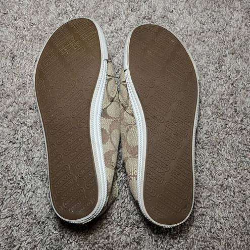 Coach  Womens Size 6.5B Katie Canvas Slip On Sneaker Brown Signature Shoes