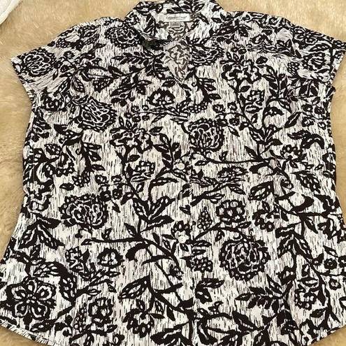 Coldwater Creek  brown and white blouse size M