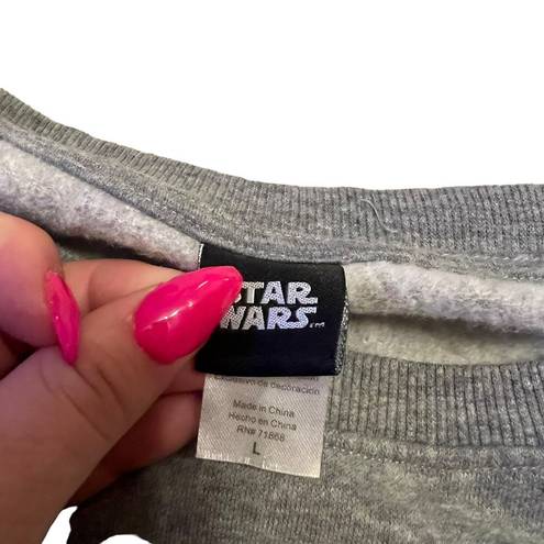 Star Wars  Women's Large Gray Crew Neck Sweatshirt Reversible Sequin Darth Vader