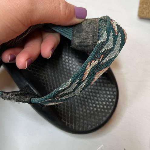 Chacos Chaco ZX/2 Sport Turquoise Green Black Hiking Sandals Thin Toe Strap Women's 10