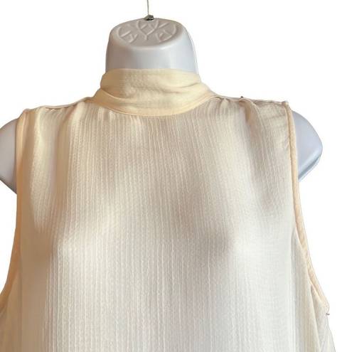 Who What Wear Who Wore What NWT Cream Semi Sheer Back Tie Blouse Sz L