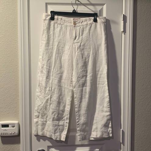 Juicy Couture Women's  White Linen Cropped Capri Pants Size 6 EUC #1876