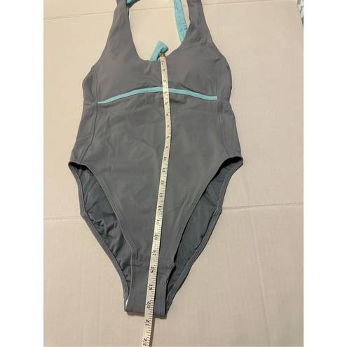 Fabletic Small Race-Up Racerback Swimsuit - Raincloud/Blue Sky