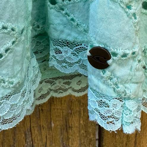 O'Neill O’Neill Mint Green Eyelet Babydoll Tank Top Sz L