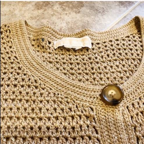 Michael Kors  all seasons gold open knit button down ca…