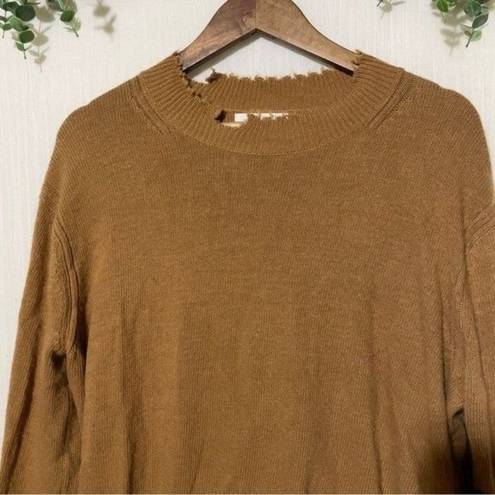 Treasure & Bond  Sweater Mock Neck Distressed trim Tan NWT Medium