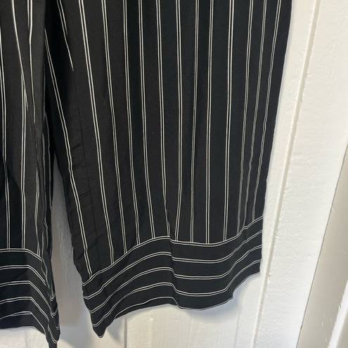 Loft NWT  Fluid Wide Leg striped black and white pull on pants size Large