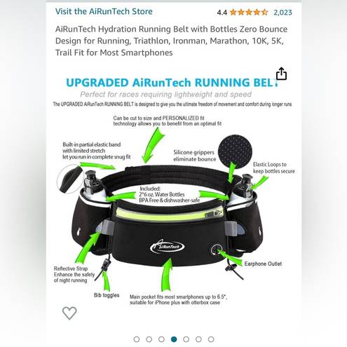 AiRunTech Hydration Running Belt with 2 bottles