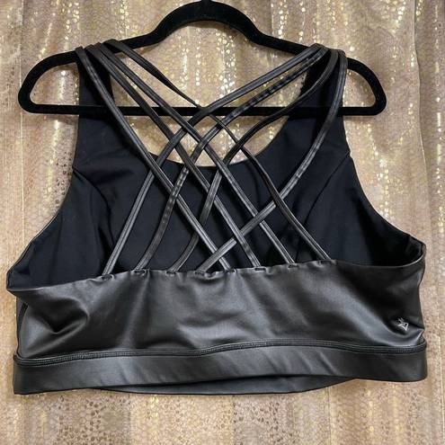 Torrid  Active Coated Black Faux Leather Strappy Back Low Impact Sports Bra 3X 22