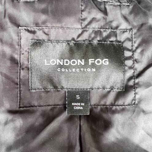 London Fog  Black Winter Puffer Faux Fur Trim Collar Hooded Jacket Parka size S