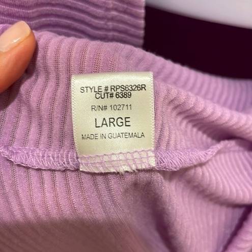 Gibson  Claire Lavender Ribbed Open Front Cardigan