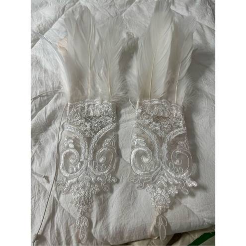 NEW Lace Feather Gloves Witch Angel Costume Accessories Swan