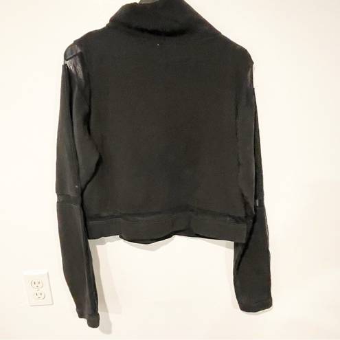 Zyia  Size Large Cropped Mesh Funnel Neck Pullover Sweatshirt