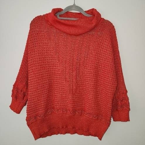 Cathy Daniels  Womens XL Red/Gold Holiday Bling Knit Turtleneck Sweater