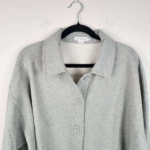 Good American  Fleece Cropped Shirt Jacket Shacket Grey Cotton Size 5/6 (2XL-3XL)