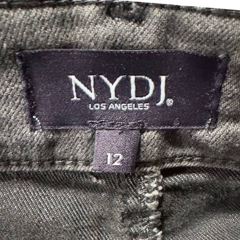 NYDJ  Alina Denim Leggings Womens Size 12 Grey Wash Front Zipper Lift Tuck