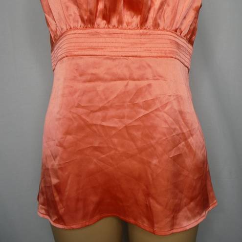 Cache  Satin Blouse Cami Scoop Square Neck Keyhole Orange Small Sherbet Tangerine