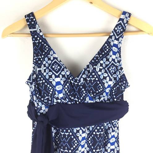 Tommy Bahama  Island Tile Printed One Piece Swimsuit Blue Size 4