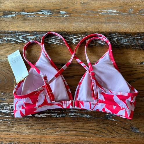 All In Motion Red Floral Triangle Bikini Top Size Small