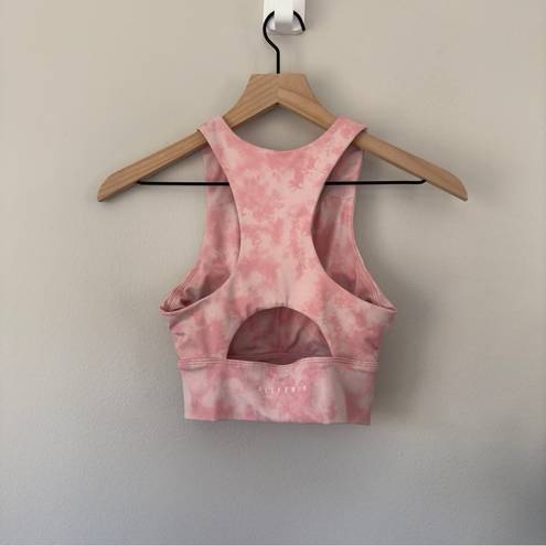 Anthropologie  Allfenix Sports Bra Pink White Cloud Print Cutout Racerback Padded