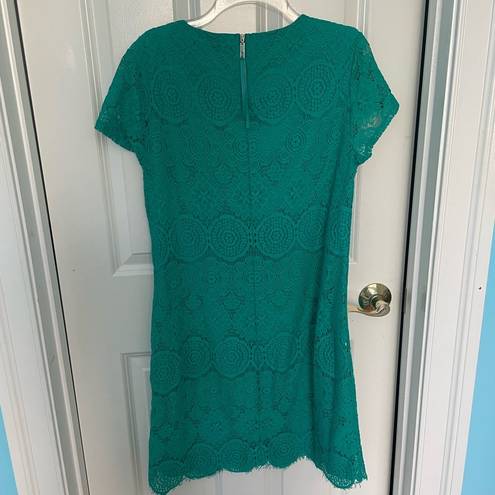 Laundry by Shelli Segal Laundry by Shelli Secal Floral Lace Lined Aqua Shirt Dress Sz 10