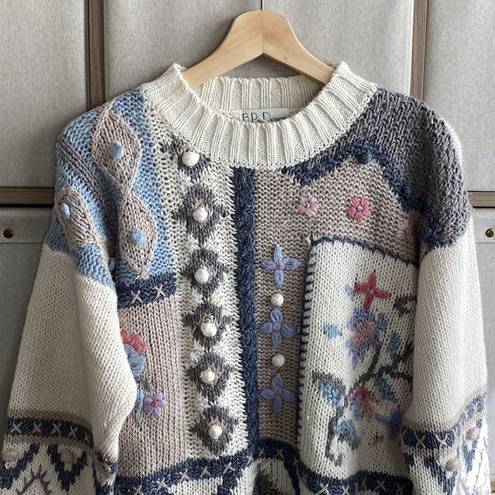 Vintage patchwork style Swiss dot sweater