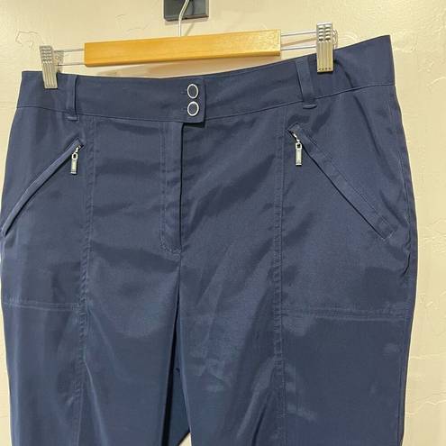 DKNYGOLF Capri Pant Sz 14 By Jamie Sadock Navy Stretch Pockets Loops Front Zip