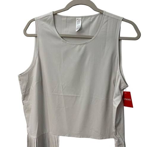 Spanx  Yes Pleats Tank Top Large In White Cloud Sleeveless Crew Neck